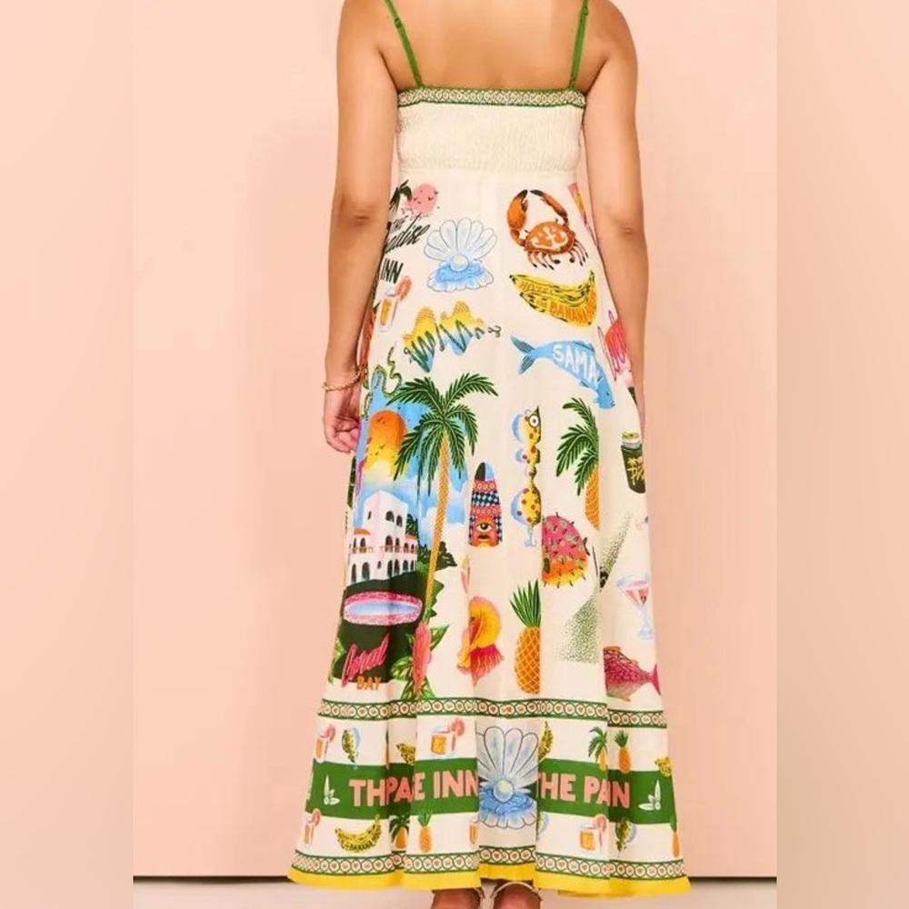 Cute Tropical Novelty Print Sleeveless Maxi Dress 🦀 - Picture 2 of 16